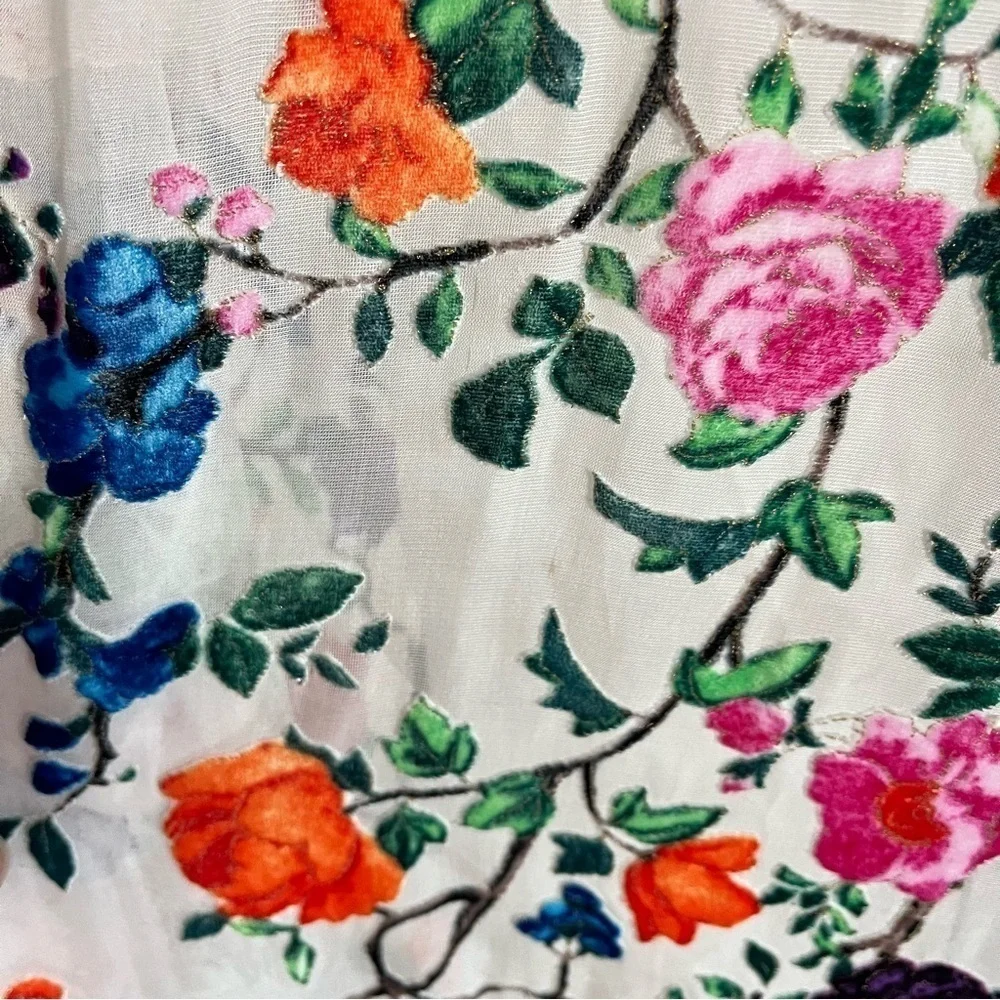 FRANCESCA MIRANDA Francesca Floral Silk Blend Devore Long Kimono‎